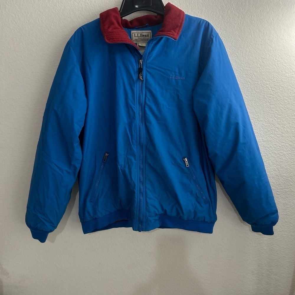 Vintage L.L. Bean Blue Jacket with Red Fleece Lining Men's Large Tall